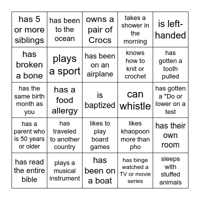 Find someone who... Bingo Card