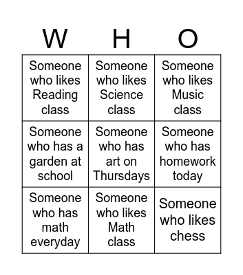 Look 2 Unit 1 Bingo Card