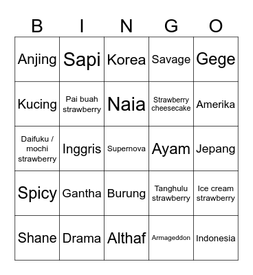 TRIS Bingo Card