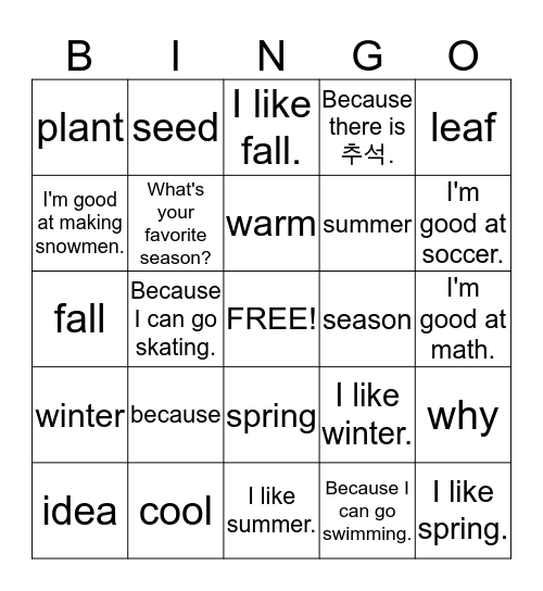 Spring is Here Bingo Card
