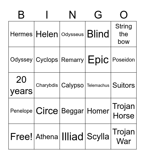 The Odyssey Bingo Card