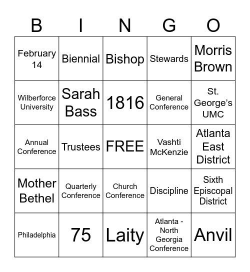 AME Bingo Card