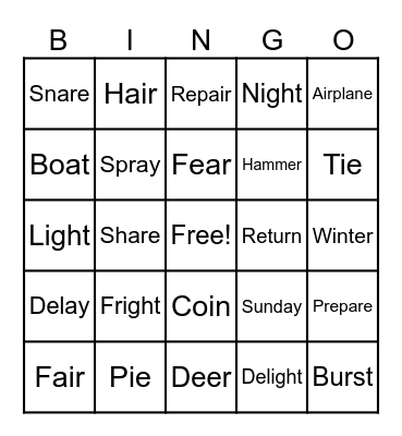 R Controlled and Vowel Teams Bingo Card