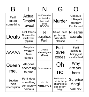 Ferill and N arc Bingo Card
