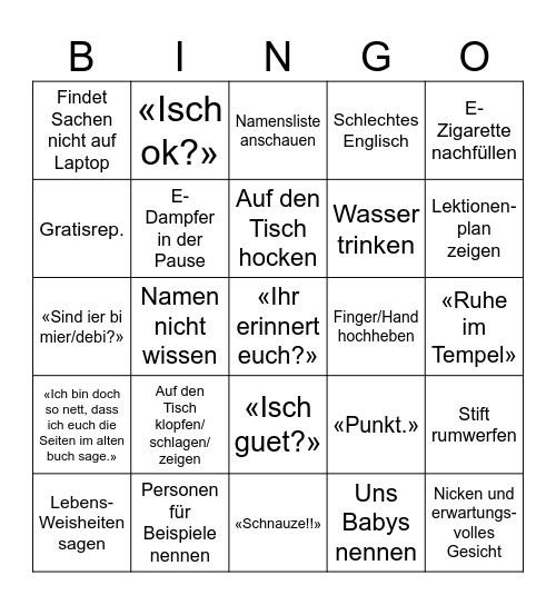 Bingo Schmidt Bingo Card