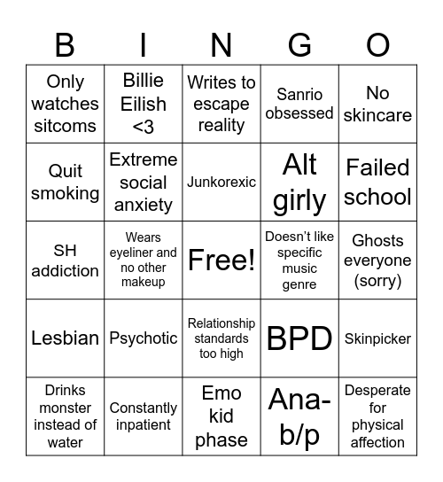 Hessiah’s Bingo Card