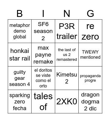 sumer game fest 2024 Bingo Card