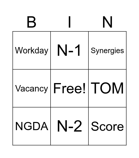 Townhall Bingo Card