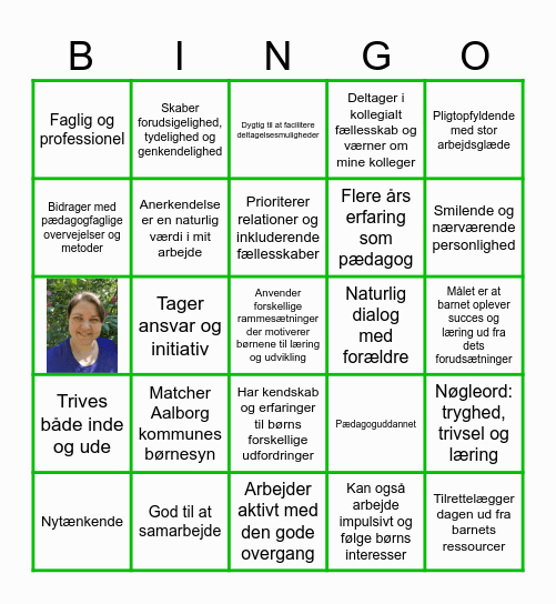 Få pladen fuld med Kristina som pædagog 2024 Bingo Card