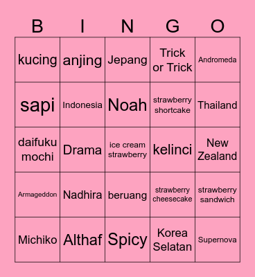 ⸜(｡˃ ᵕ ˂ )⸝♡ Bingo Card