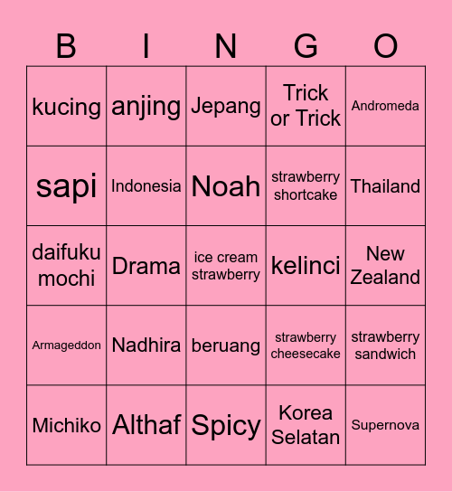 ⸜(｡˃ ᵕ ˂ )⸝♡ Bingo Card