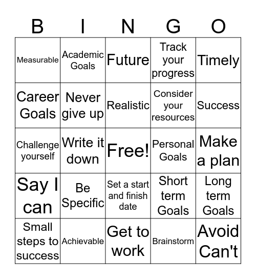 GOALS Bingo Card