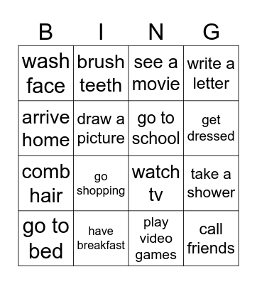 Daily Routine Bingo Card