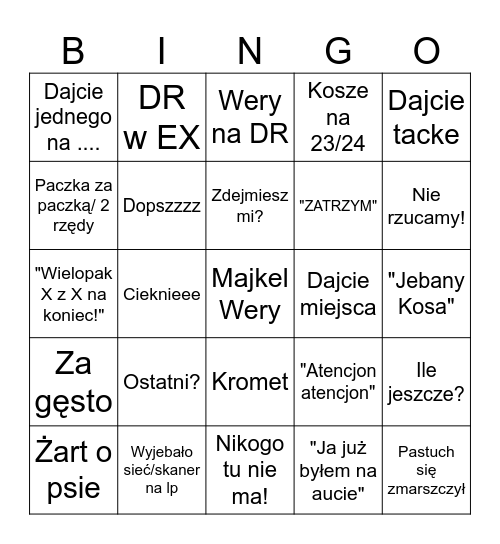 Rozładunkowe Bingo Card