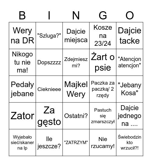 Rozładunkowe Bingo Card