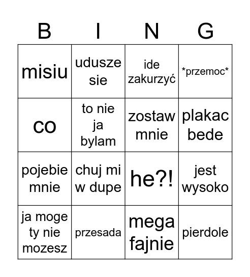 nina lore Bingo Card