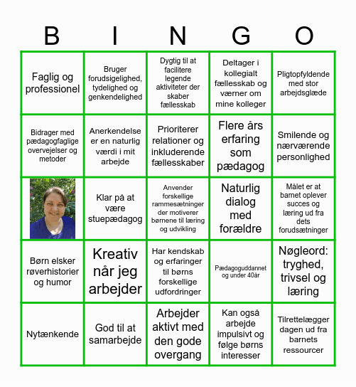 Få pladen fuld med Kristina som pædagog 2024 Bingo Card