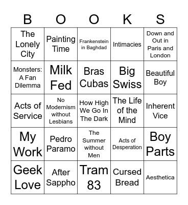 TBR Bingo Card