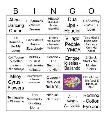 Summer Vibes 24 Music BINGO Card
