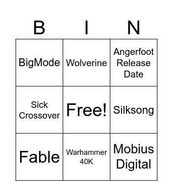 Summer Game Fest 2024 Bingo Card