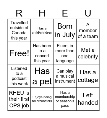 RHEU Bingo Card