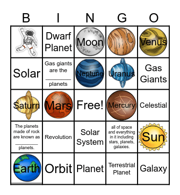 Solar System Bingo Card