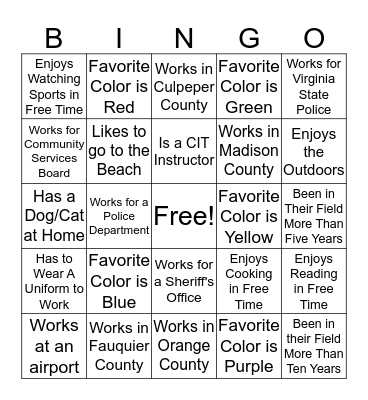 Networking Bingo Card