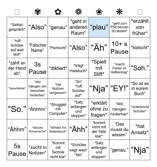 Bio-Chemie-Bingo Card