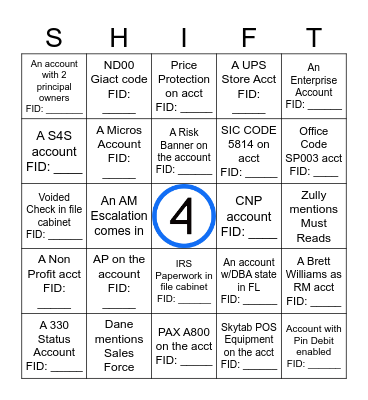 Shift4 Lingo Bingo Card