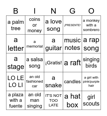 VIVO Bingo Card