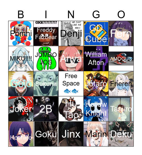 Popular characters Bingo Card