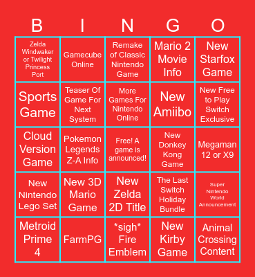 Nintendo Direct June 2024! Bingo Card