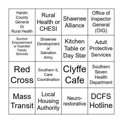 External Referrals Bingo Card