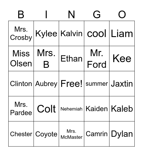 STRIVE Bingo Card