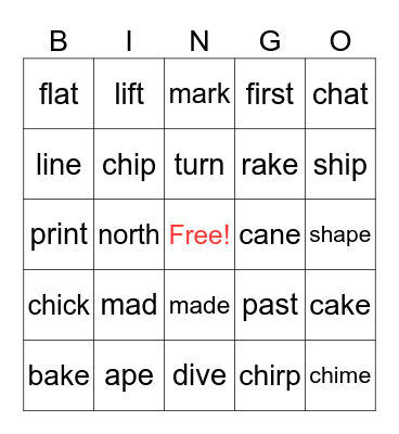 Vowel Sounds and R-Controlled Vowels Bingo Card