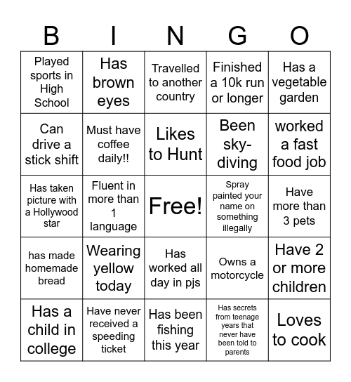 DERO TEAM Bingo Card