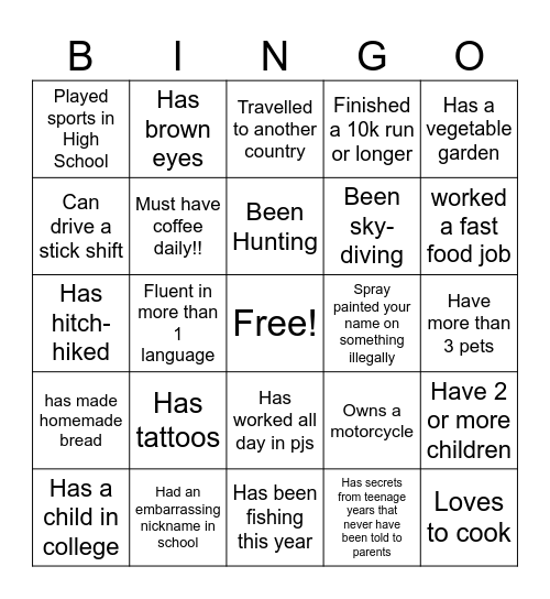 DERO TEAM Bingo Card