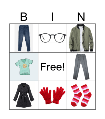 Clothes Bingo Card