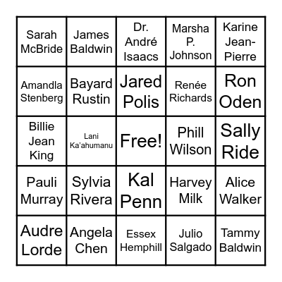 Pride Month Bingo Card