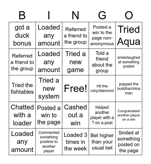 The HotSpot Bingo Card