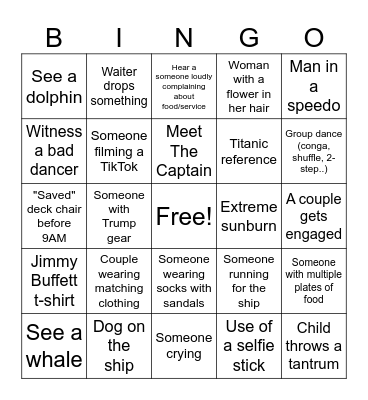 Cruise Bingo 2024 Bingo Card