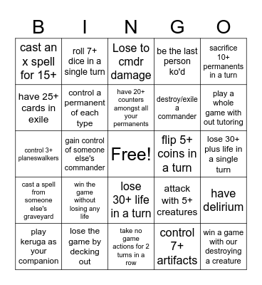 cmdr bingo Card