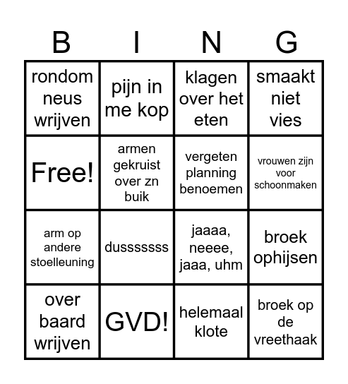 de AD bingo! Bingo Card