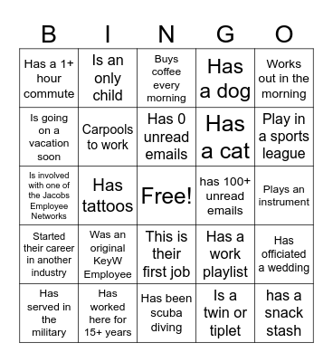 Intern Ice Cream Social Bingo Card