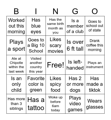Trailblazer Bingo Card