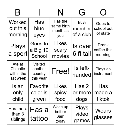 Trailblazer Bingo Card