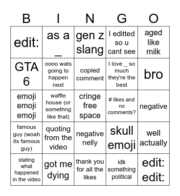 the card Bingo Card