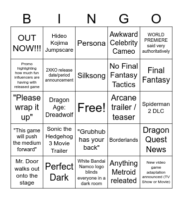 Hot Video Game Summer Bingo Card