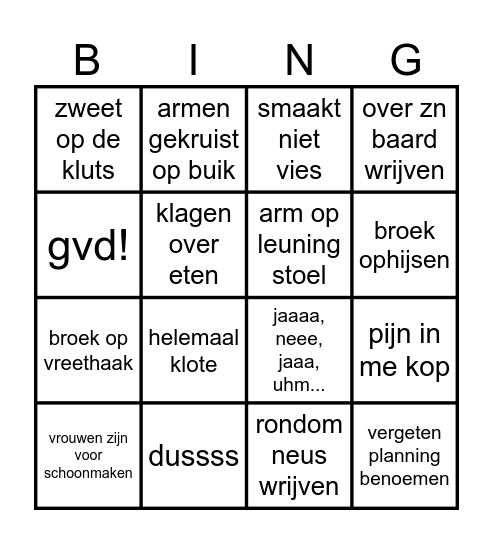 de AD bingo Card