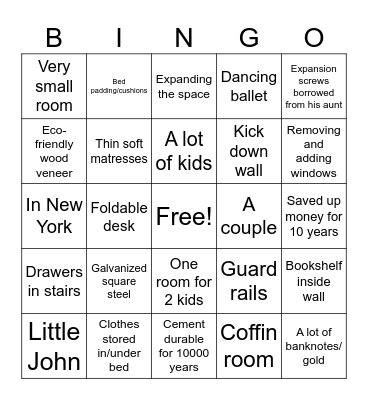 These weird home design videos bingo Card
